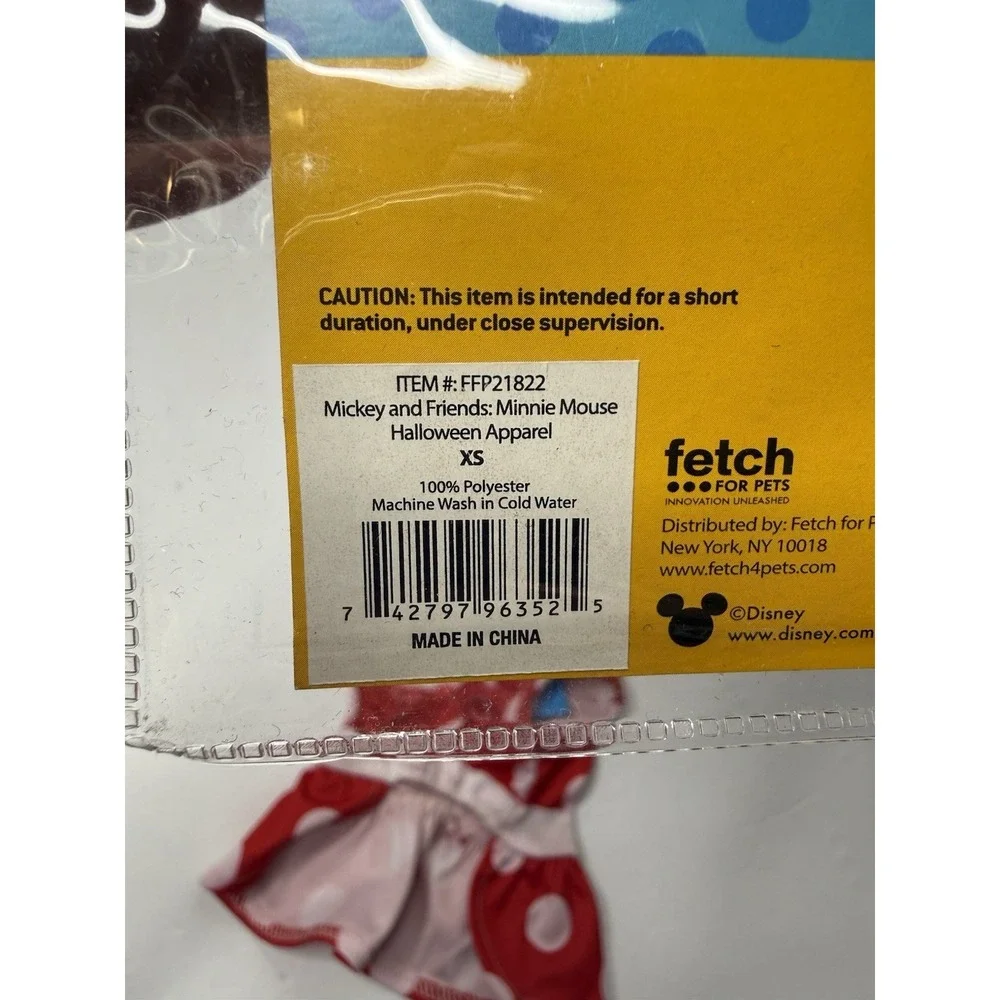 Minnie Mouse Pet Apparel Halloween Costume Size X-Small Red White Polka Dots Dog